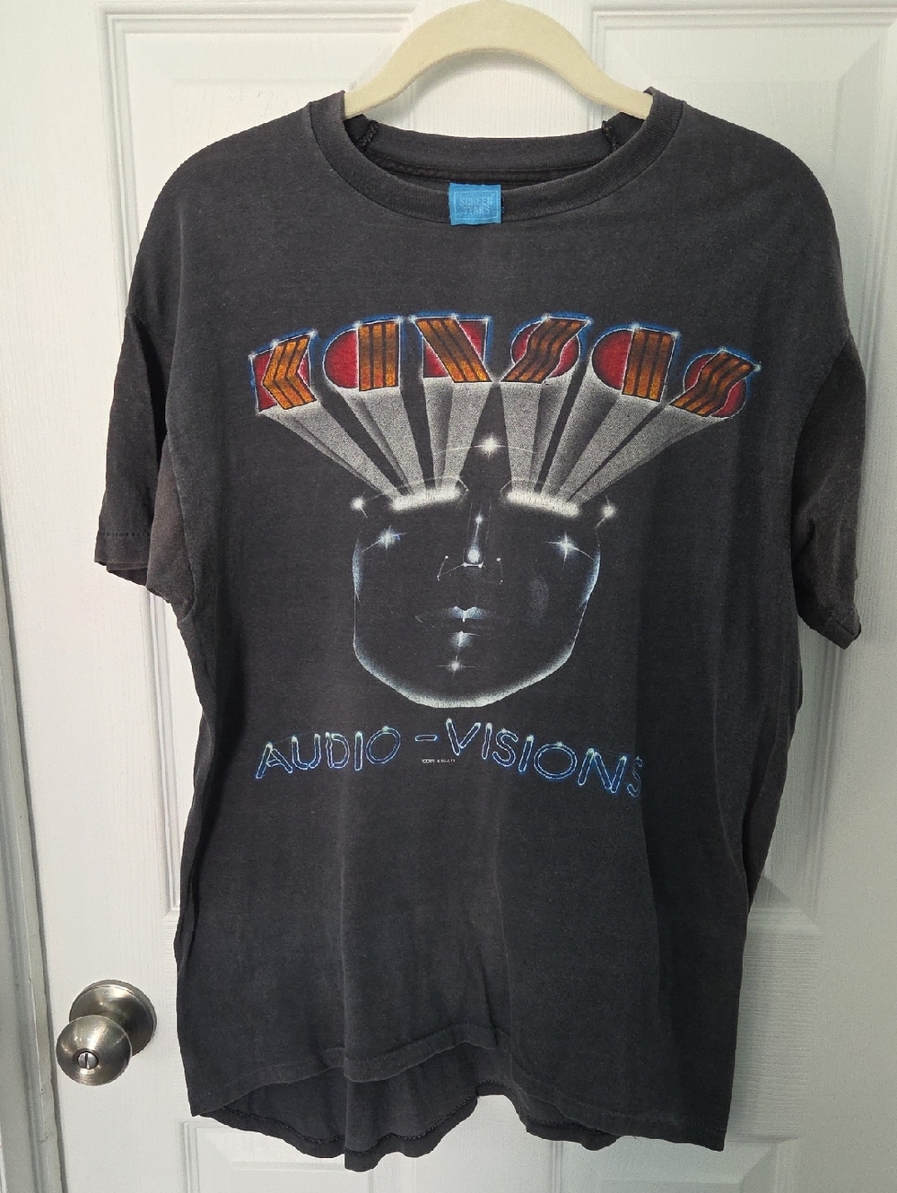 Vintage 1980 Kansas Audio-Visions Graphic Band Tee - Black